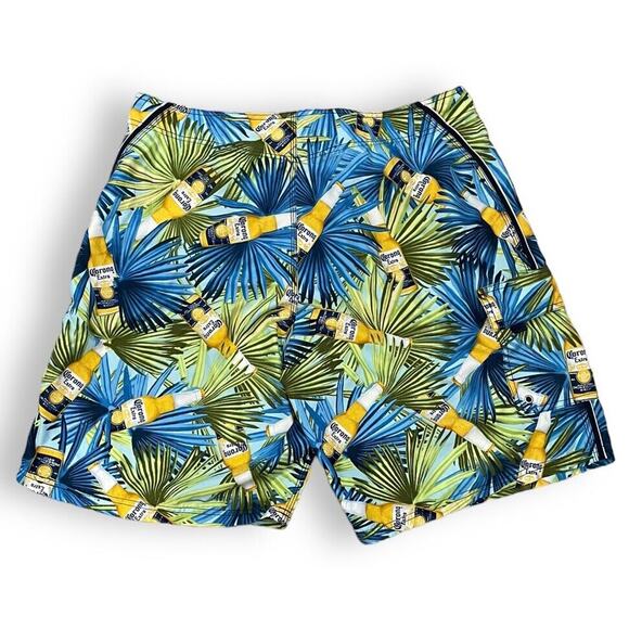 Corona Extra Beer Logo Board Shorts Mens 38 Swim Suit Trunks Beach Tropical Blue - Picture 1 of 6